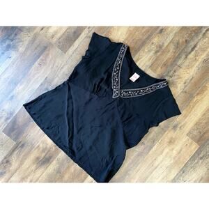 Vintage 90s/Y2K Black Flowy Biascut Blouse Womens Plus 18W/20W